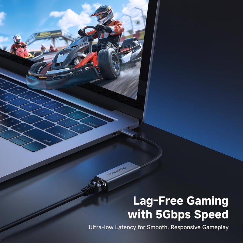 CableMatters محول USB C إلى Ethernet بسرعة 5Gb، سرعة شبكة 5 جيجابت، محول USB C إلى Ethernet متوافق مع USB4، Thunderbolt 4/5، توصيل وتشغيل لجهاز MacBook، الكمبيوتر المحمول، وأجهزة USBC - Image 3